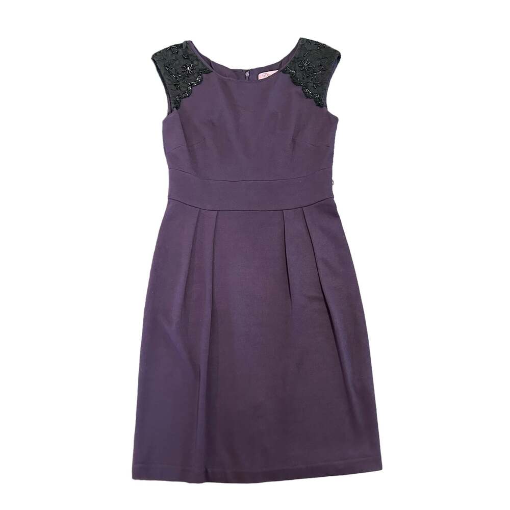 Eliza J Womens dress plum purple with black lace bead detail Size 6P